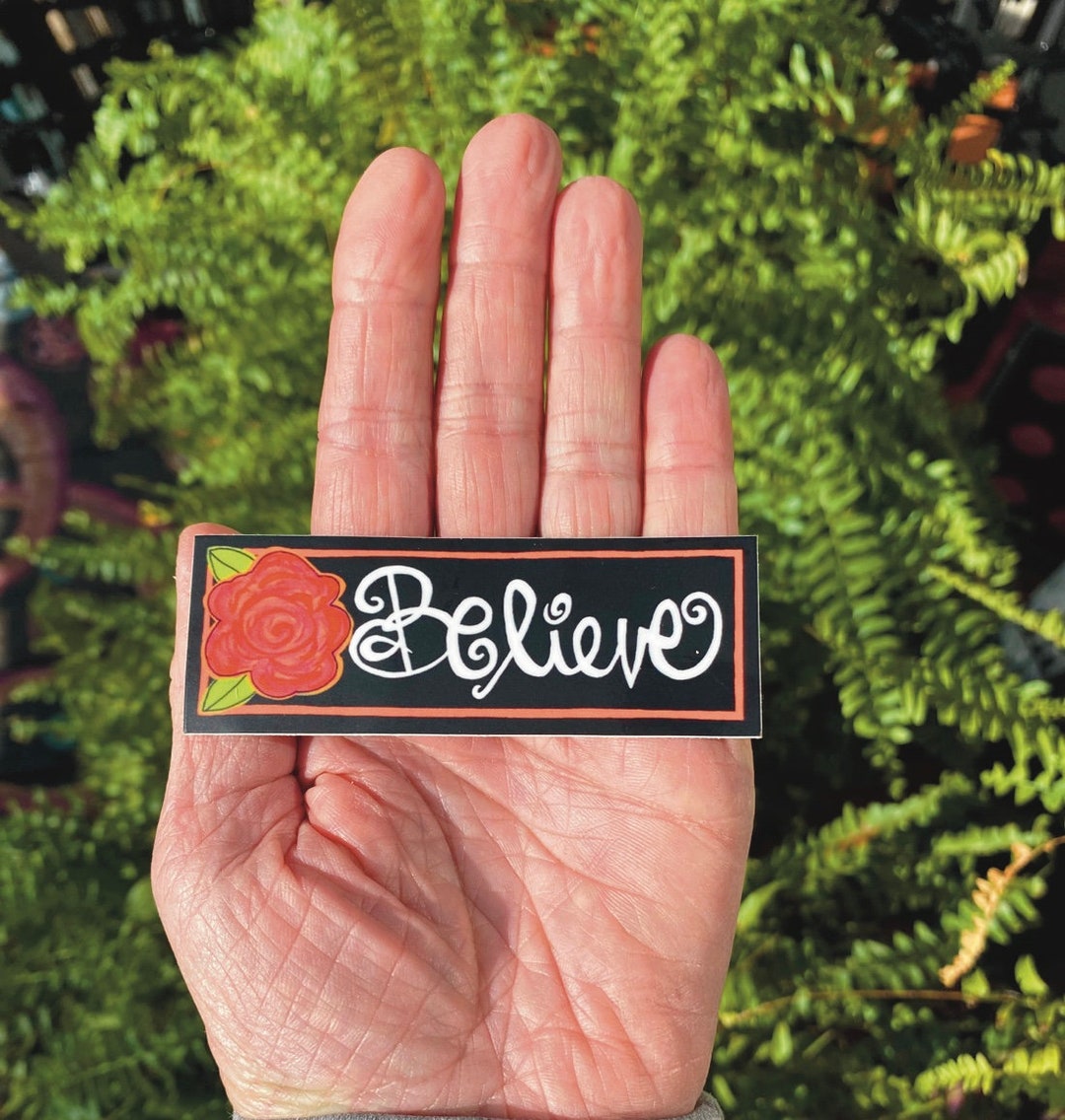 Believed Roses Rose Believe Sticker, Black Background With Red Rose - Etsy
