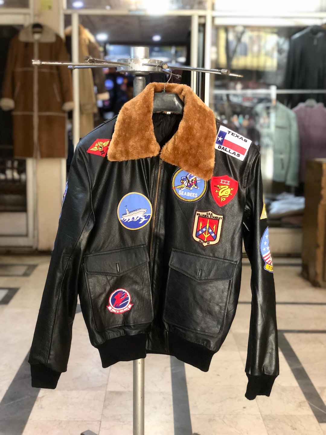 A-2 Flight Sheep Leather Bomber Jacket: Embroidered Pilot Style - Etsy