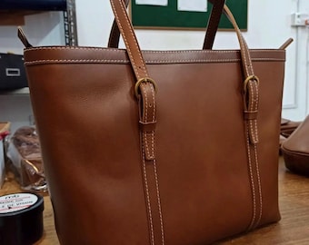 Bolso tote de piel hecho a mano en Italia
