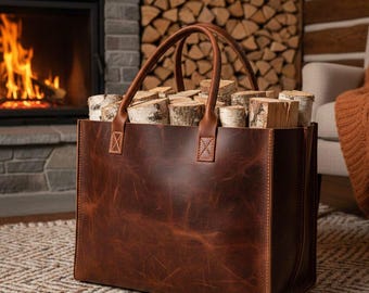 Handmade Leather Firewood Carrier