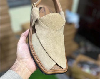 Peshawari Chappal de cuero hecho a mano: sandalias tradicionales para hombre