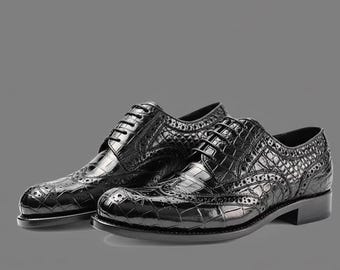 Herren echt Alligator Leder Oxford Business Dress Schuhe