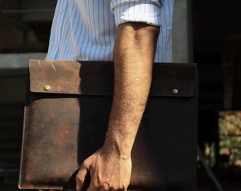 Handmade Full-Grain Leather MacBook Sleeve, Men's Gift