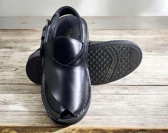 Handgemaakte Peshawari Chappal, leren sandalen voor heren, traditionele platte zool