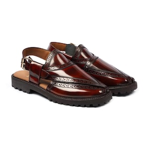 Cultural Handmade Peshawari Chappal, Men&#39;s Traditional Sandals, Gift for Him, Authentic Footwear