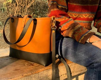 Bolso tote de piel hecho a mano en Italia