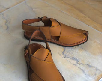 Pakistani Handmade Peshawari Chappal – Leather Ethnic Sandals – Traditional Footwear