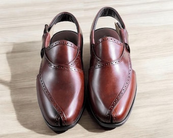 Handgemaakte Peshawari Chappal, leren sandalen voor heren, traditionele platte zool