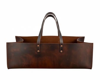 Handmade Leather Firewood Carrier