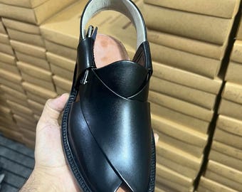 Peshawari Chappal de cuero hecho a mano: sandalias tradicionales para hombre