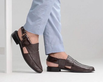 Handmade Men Captan Peshawari Chapal Sandal Brown Leather Upper Size 8.5US Handmade Kaptaan Chappal From Peshawar | Unique Quality  main image 4