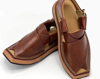 Handmade Peshawari Chappal for Men, Traditional Footwear, Ethnic Sandals, Pakistani Chappal, Comfortable Slip-Ons