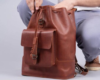 Handmade Leather Satchel: Men's Travel Laptop Shoulder Bag