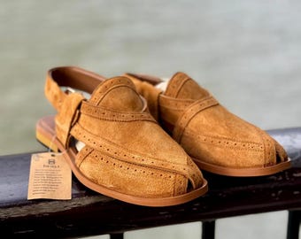 Peshawari Chappal de cuero hecho a mano: sandalias tradicionales paquistaníes