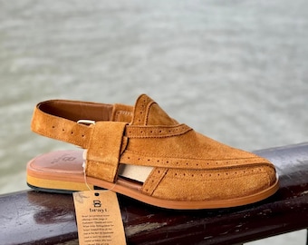 Peshawari Chappal de cuero hecho a mano: sandalias tradicionales para hombre