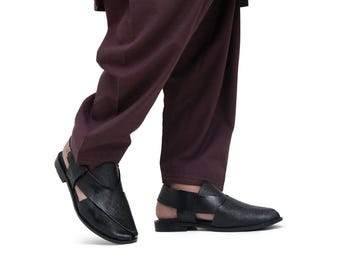 Handgemaakte Peshawari Chappal, leren sandalen voor heren, traditionele platte zool