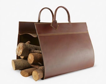 Handmade Leather Firewood Carrier