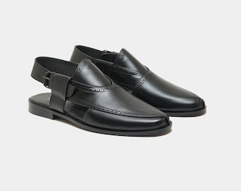 Handgemaakte Peshawari Chappal, leren sandalen voor heren, traditionele platte zool