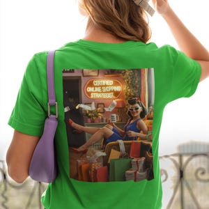 Certified Online Shopping Specialist, T-Shirt Funny Shopaholic Pin-Up Tee, Retail Therapy Gift for Her
