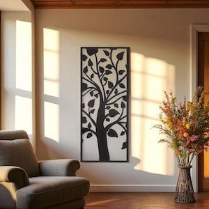 Tree Panel SVG for Laser & CNC – Nature Wall Art DXF File for Wood or Metal Cutting – Digital Decorative Screen Design