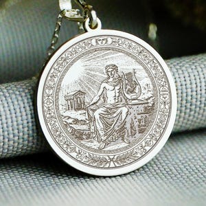 Apollo Necklace – Greek Mythology Pendant – 14K Gold, Sterling Silver, Gold Plated, Rose Gold – Ancient God with Lyre Jewelry