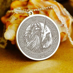 14K Solid Gold Morrigan Raven Pendant Necklace – Celtic Goddess Talisman