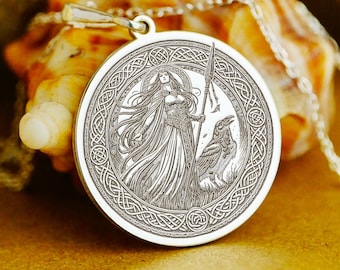 Morrigan Raven Pendant Necklace – Celtic Goddess Talisman – Sterling Silver, Vermeil & 14K Gold