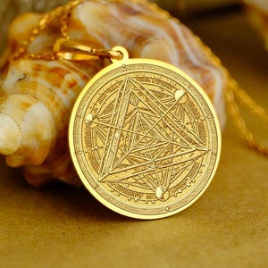 Tetrahedron Necklace – 14K Gold Sacred Geometry Pendant, Custom Engraved Elemental Jewelry, Spiritual Gift for Her
