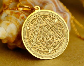 Collar de tetraedro, colgante de geometría sagrada, plata de ley u oro de 14 quilates, joyería de sólidos platónicos, regalo de energía espiritual.