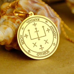 Archangel Raphael Seal Necklace – Healing Angel Pendant, Spiritual Protection Jewelry, Energy Healer Gift
