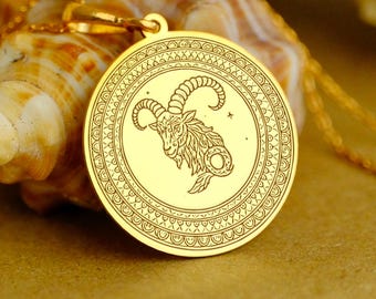 Capricorn Zodiac Necklace - Personalized Astrology Pendant – Sterling Silver, Vermeil & 14K Gold