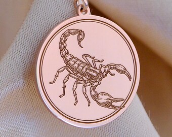 Scorpio Necklace: Engraved Zodiac Medallion - Gold and Silver Options – Sterling Silver, Vermeil & 14K Gold