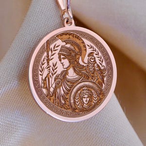 Athena Goddess Necklace: 14K Gold Greek Mythology Pendant