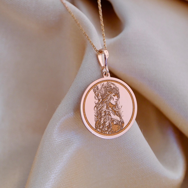 Warrior woman necklace symbolizing courage, strength, and feminine power. Inspired by shield maidens, goddesses, and mythic heroines. Ideal gift for strong women, feminists, and mythology lovers. This pendant celebrates resilience and bravery with bold elegance. Perfect as a birthday gift, empowerment charm, or symbolic talisman. Gift for her, warrior jewelry, mythic pendant, shield maiden necklace.