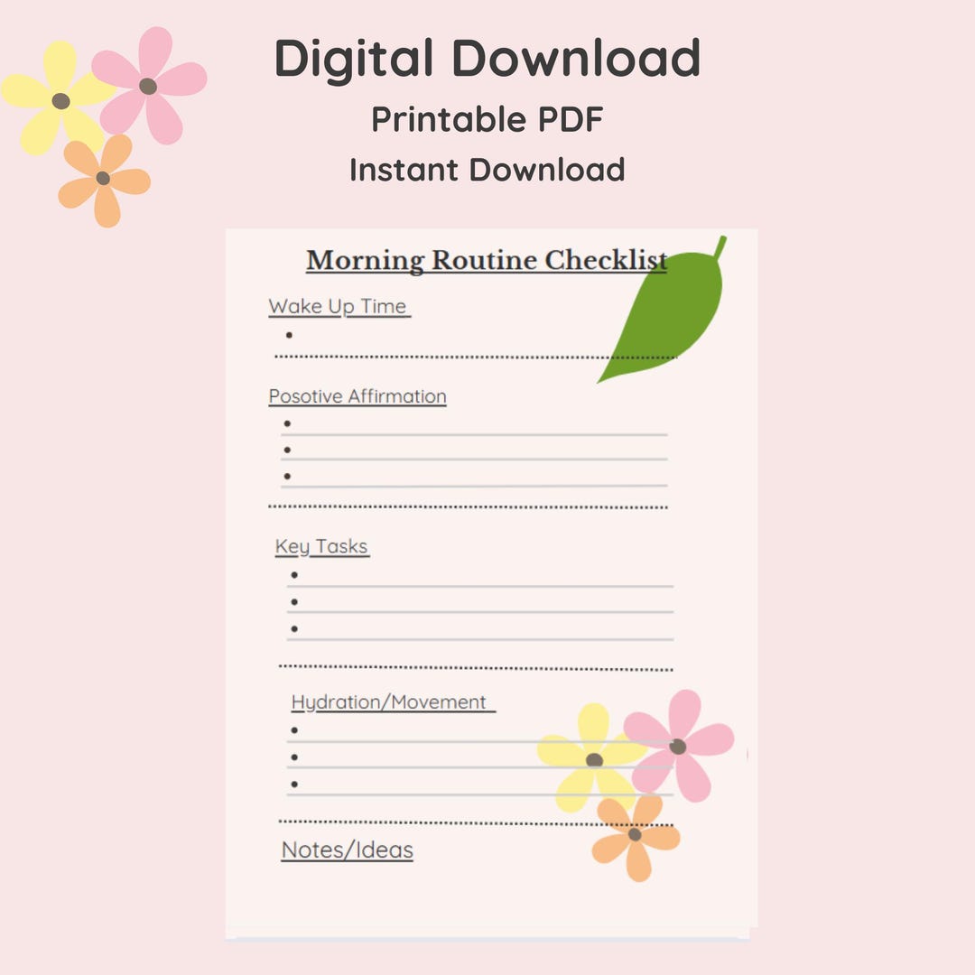 Morning Routine Checklist | Printable PDF | Feminine Wellness Organizer ...