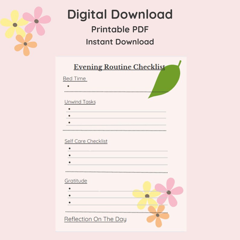 Editable Evening Routine Evening Routine Checklist | Printable PDF | Feminine Wellness Organizer ...