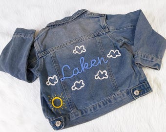 Custom Denim Jacket for Kids | Embroidered Name Jean Jacket | Personalized Baby Gift, Toddler Jacket for Boys and Girls
