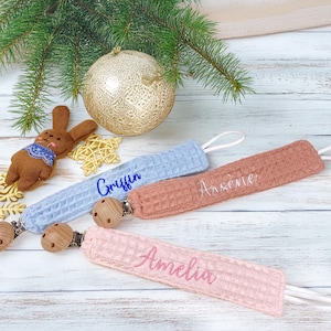 Personalized Pacifier Clip Holder / Embroidered Name / Custom Boho Pacifier Holder / Custom Baby Name / Monogrammed Baby Shower Gift