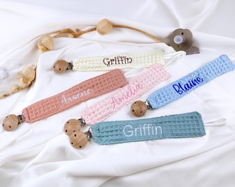 Ferma ciuccio personalizzato, regalo per baby shower, regalo per neonato, regalo unico per neonato, neonata, ferma ciuccio ricamato, fermaglio per neonato con nome personalizzato