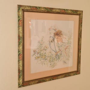 Finished Cross Stitch Wall Art - Lady with Horse
