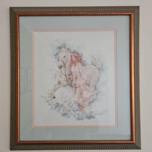 Finished Cross Stitch Picture &quot;Morning walk with horse&quot;.
