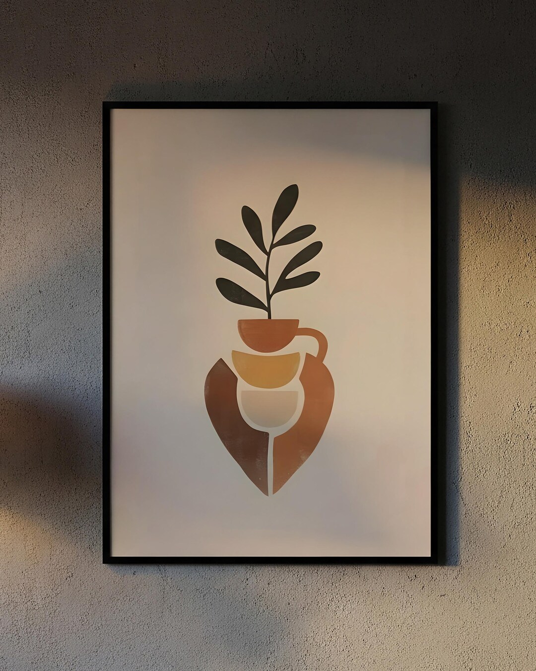 Terracotta Abstract Art Print, Minimalist Organic Shapes Poster, Earthy ...