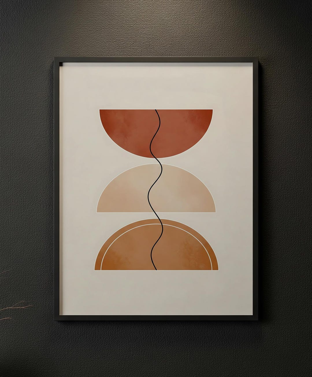 Terracotta Abstract Wall Art Print, Minimalist Boho Mountain Decor ...