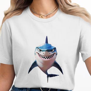 Shark Png, Cartoon Shark, Digital Download Png, Shark Clipart, Smiling Shark, Sublimation Png, Digital Shark Design