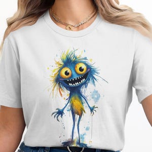 Cute Monster Png, Watercolor Monster, Monster Clipart, Fun Monster, Digital, Digital Download Png, Funny Monster Art, Cartoon Monster