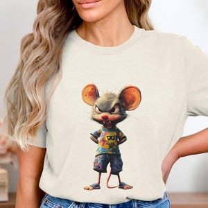 Cartoon Rat PNG, Angry Rat, Cartoon Mouse, Rat in Shirt, Rat Clipart, Sublimation Png, Digital Download T-Shirt, Long Sleeve T-Shirt