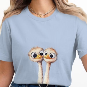 Two Ostriches PNG, Ostrich Clipart, Funny Bird Png, Cartoon Ostrich, Big Eye Png, Digital Download Png, Animal Sublimation