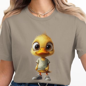 Eendje png, schattige eend clipart, T-shirtdesign, eend in shirt, eend in schoenen png, digitale download png, sublimatieontwerpen