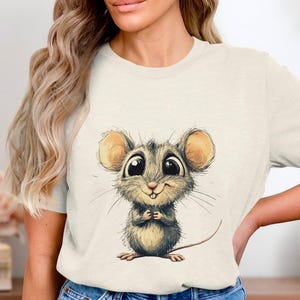 Cute Mouse PNG, Mouse Clipart, Cartoon Mouse Png, Mouse With Big Eyes, Sublimation Png, Mouse T-Shirt, Long Sleeve T-Shirt, Digital Download