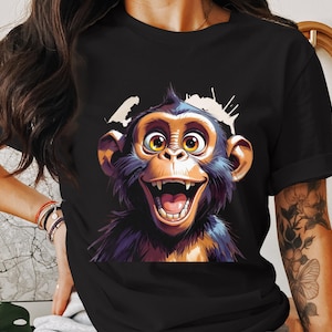 Funny Monkey PNG, Monkey Clipart, Smiling Monkey, Jungle Png, Happy Monkey, Sublimation Png, T-Shirt Design, Digital Download